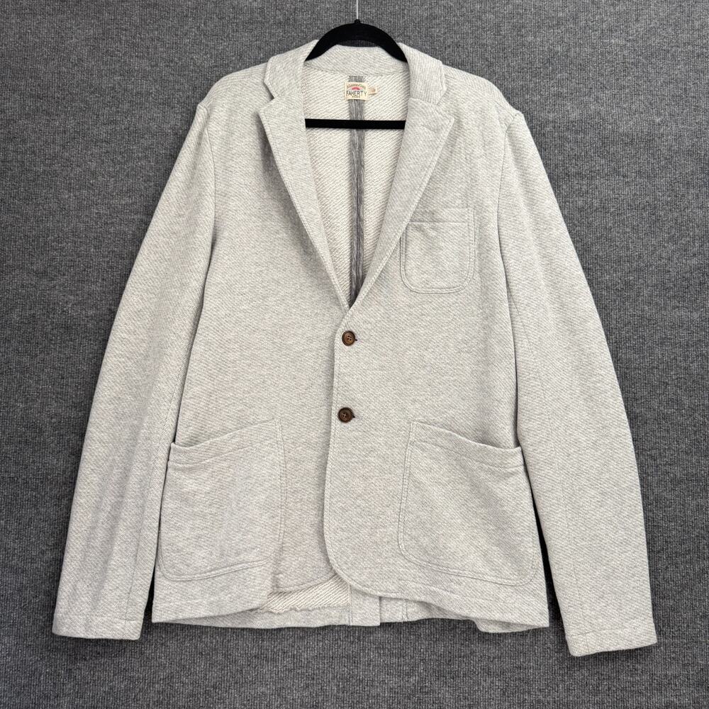 FAHERTY Mens Inlet Knit Heather Gray Unstructured Cotton Jacket Blazer Size L
